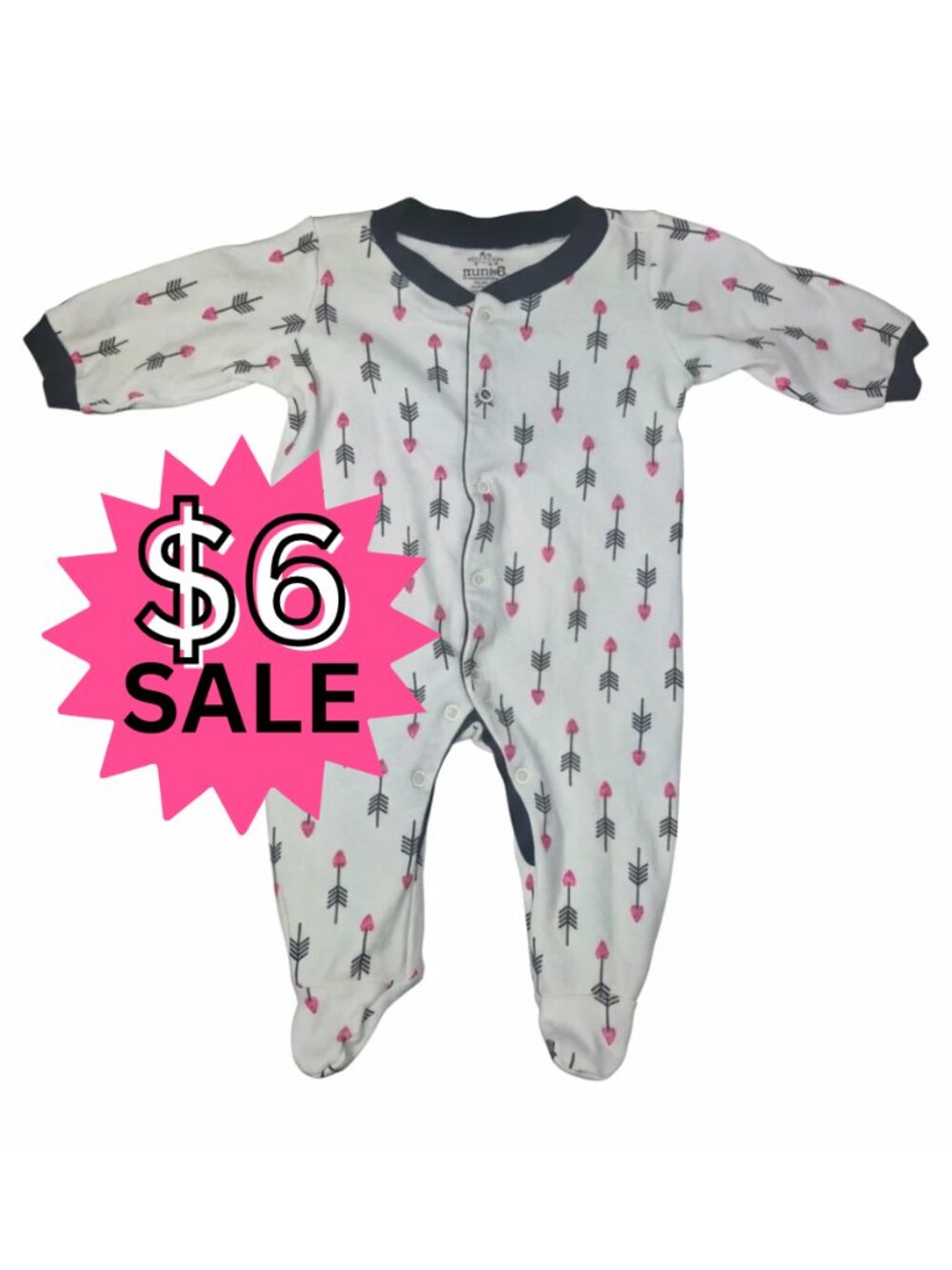 Mini B. Valentine Pink Glitter Heart Arrow Footie 6M